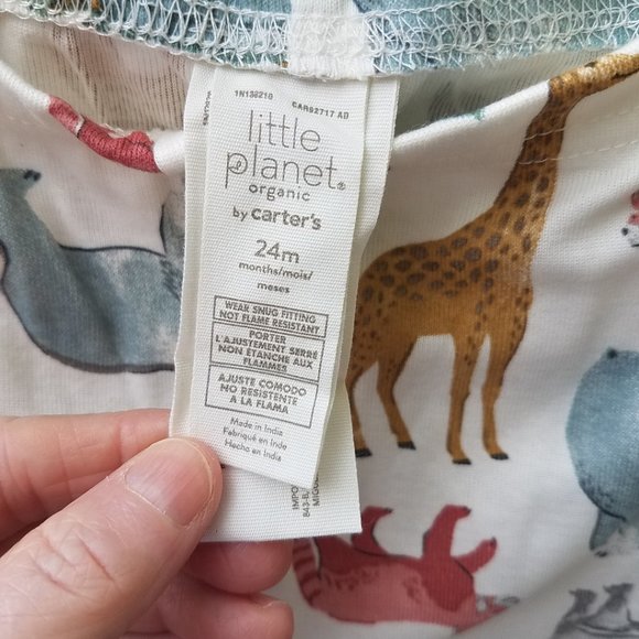 Little Planet Carter's Toddler Organic Cotton 2-Pc Pajama Set Animals 24M - Picture 10 of 10